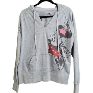 Disney Minnie Mouse Gray Hoodie XL with Cute Graphics